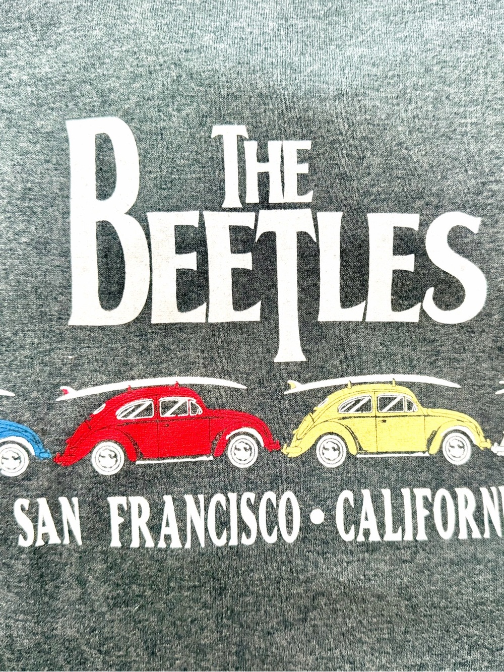 Gildan Gray Kids Tee with Red, Yellow & Blue Beetle Cars